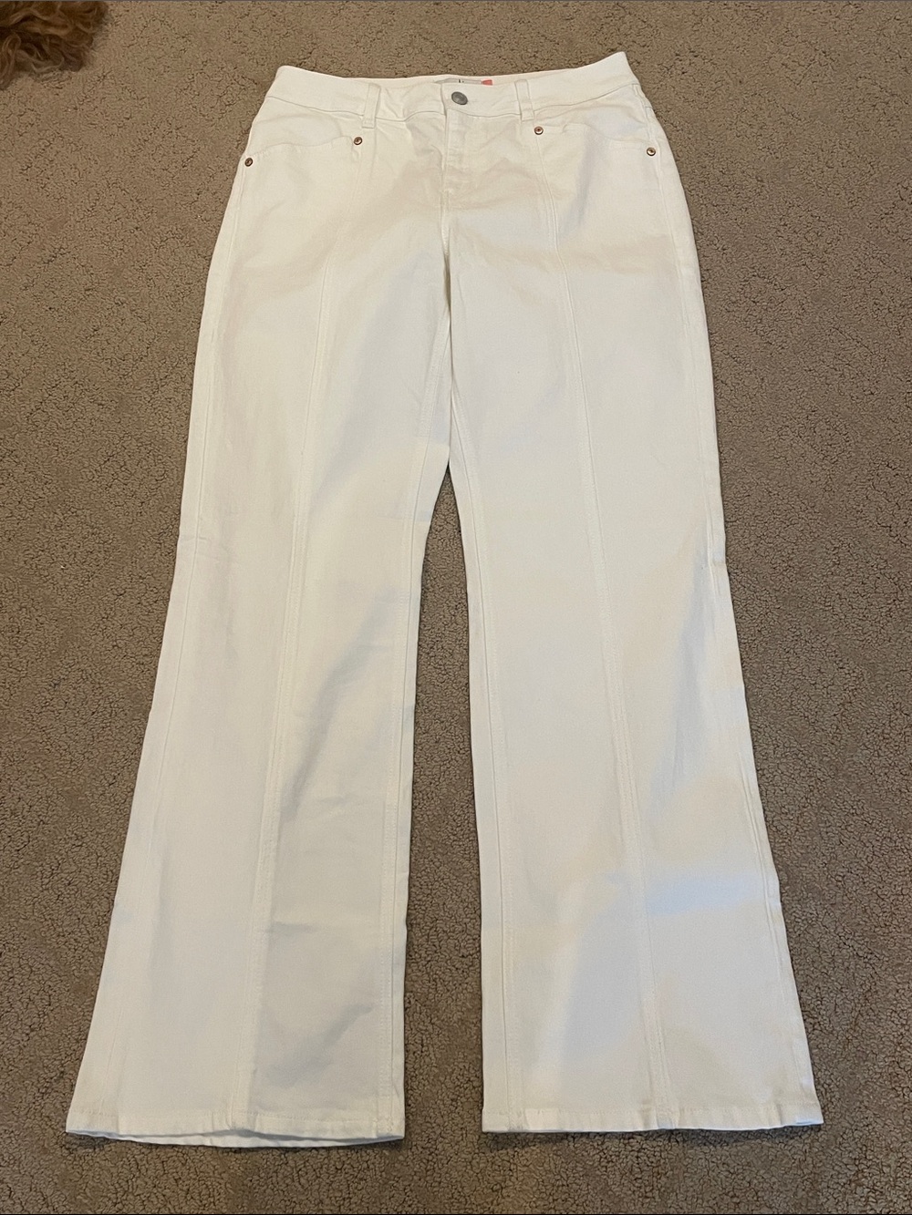 CAbi White Flare Lark Wide-Leg Jeans